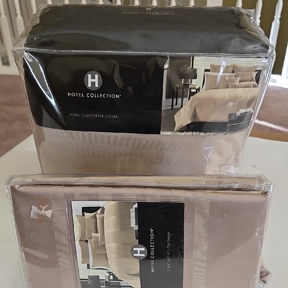 Hotel Collection Beige King Comforter Cover and Standard Pillow Sham - Picture 4 of 8